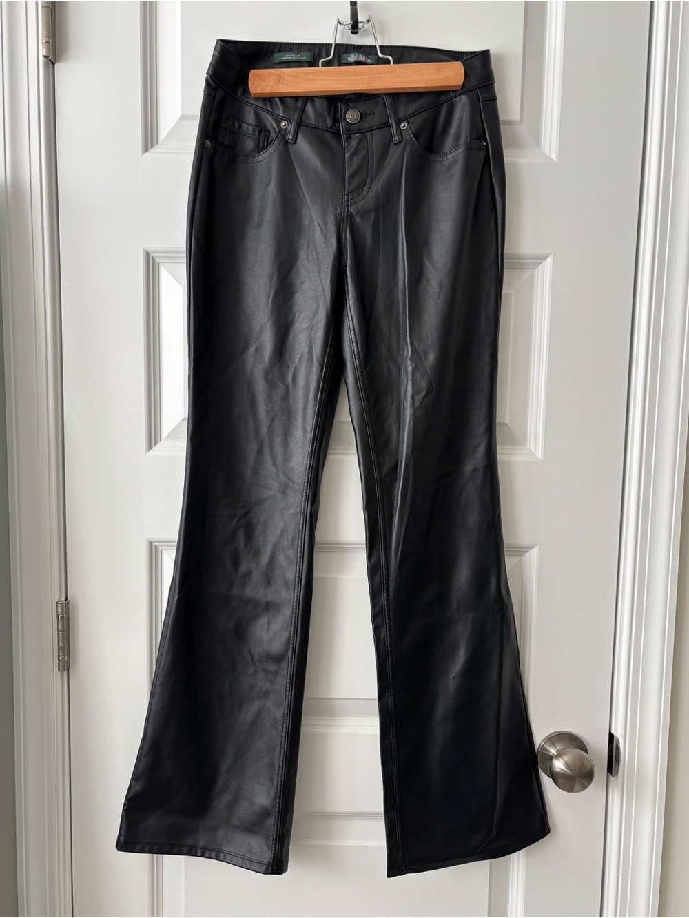 Wild Fable Black Low-Rise Flare Faux Leather Pants Size 0
